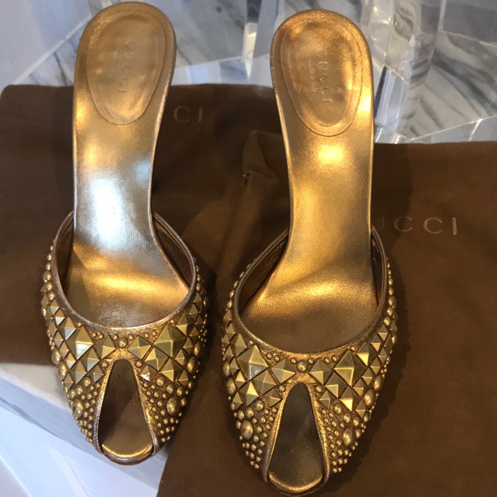 Gucci heeled mules. RARE